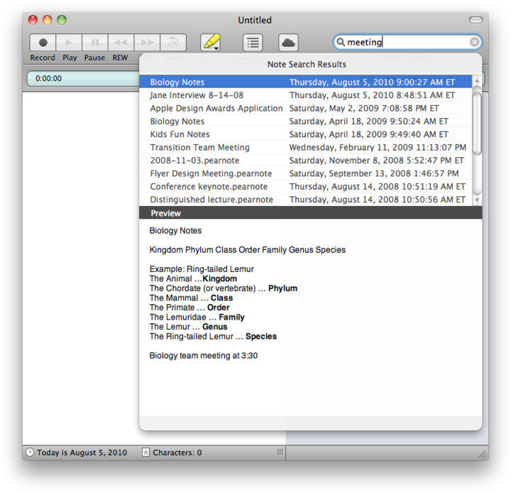 Search window
